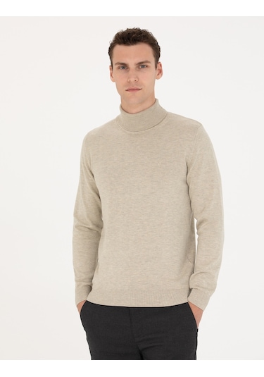 Pierre Cardin Erkek Kum Melanj Triko Kazak 50276162-vr123 Kum Melanj