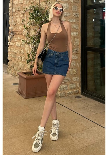 Madmext Koyu Mavi Mini Jean Etek Mg2099 Koyu Mavi