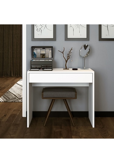 Arya Novella Kulpsuz Mode Çekmeceli Makyaj & Calışma Masası / Dresuar Beyaz