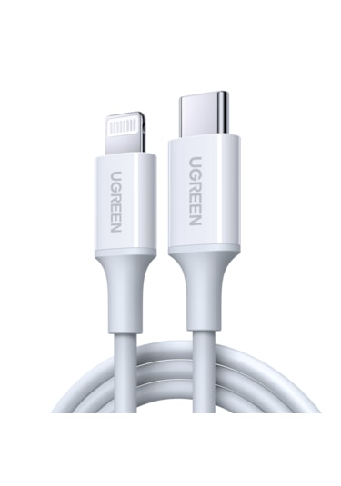 Ugreen 10493 Type-C To Lightning 3A Pd Mfi Hızlı Şarj Kablosu Beyaz 1 M