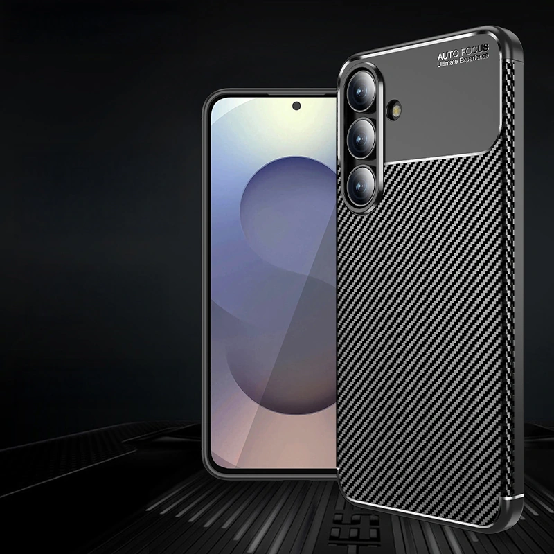 Galaxy S25 Fe Kılıf Negro Karbon Tasarım Silikon Kılıf Siyah