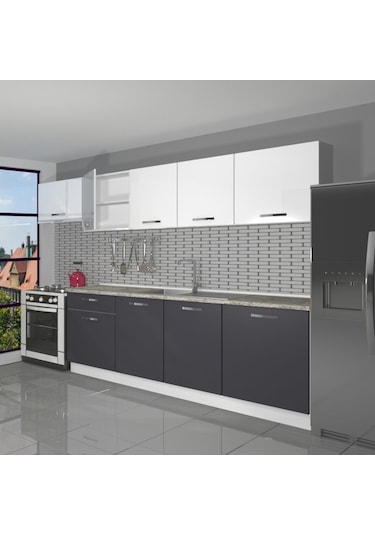 Decoraktiv Smart 280 Mdf Hazır Mutfak Dolabı - Tezgah Dahil - Antrasit Beyaz Antrasit - Beyaz Decoraktiv Smart 280 Mdf Hazır Mutfak Dolabı - Tezgah Dahil - Antrasit Beyaz Antrasit - Beyaz