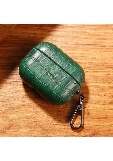 Airpods Uyumlu 3 İçin Timsah Doku Kulaklık Koruyucu Kılıf Koyu Yeşil