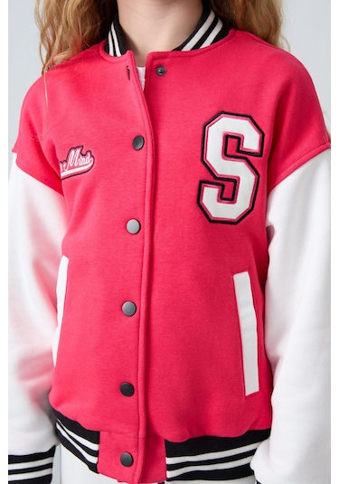 Tommy Life Viva Kırmızı Pamuklu İçi Tüylü Yumuşak Dokulu Standart Fit Nakışlı Kız Çocuk Kolej Ceket - 75163 Kırmızı