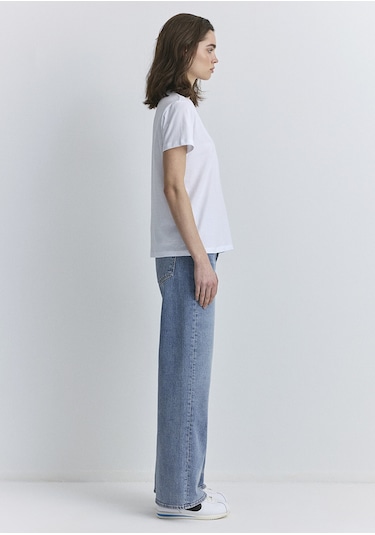Mavi - Hav Baskılı Beyaz Tişört 1613288-620 Beyaz