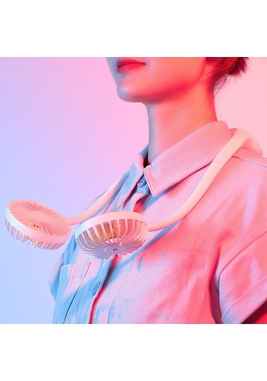 Pazly 360 Dönebilen Boyun Tipi Taşınabilir Usb Şarjlı Mini Fan - 3 Hızlı, Led Aydınlatmalı, 10 Saat Soğutma