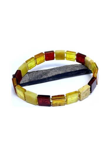 Tesbih Rüyası Renkli Düz Kesim Damla Kehribar Bileklik Çok Renkli