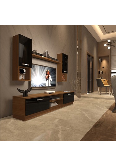 Decoraktiv Eko 5dab Mdf Dvd Tv Ünitesi Tv Sehpası Ceviz - Siyah
