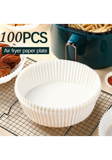 Alibee 100 Adet Yui/xiaomi/philips/kumtel Uyumlu Hava Fritöz Pişirme Kağıdı-beyaz