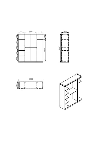 Gardırop, Megan 4 Kapaklı Dolap Ahşap