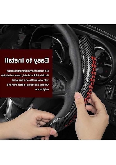Novahub Kahverengi Karbon Fiber Abs Direksiyon Kılıfı - 38 Cm Evrensel Araba Direksiyon Takviye Kapağı Kahverengi
