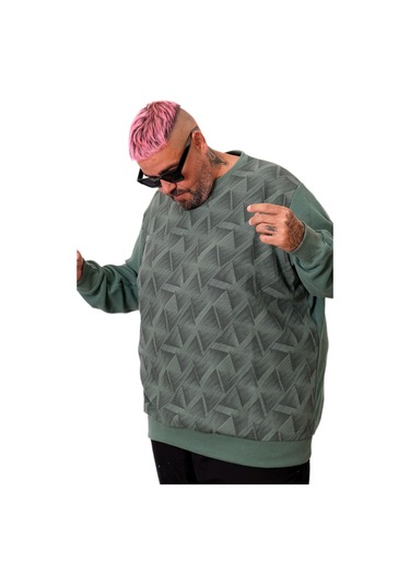 Mode Xl Erkek Bisiklet Sweatshirt Selanik U25819 Yeşil