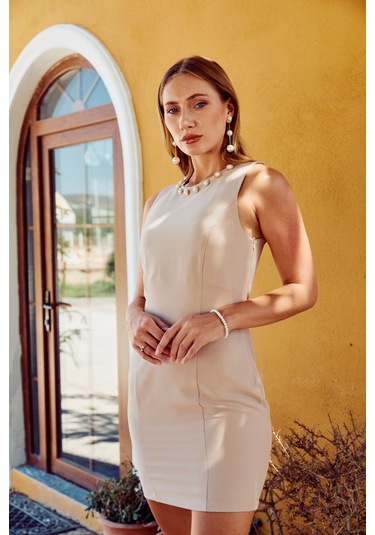 Etnik Güneş Mini Elbise Belce Beji BEJ