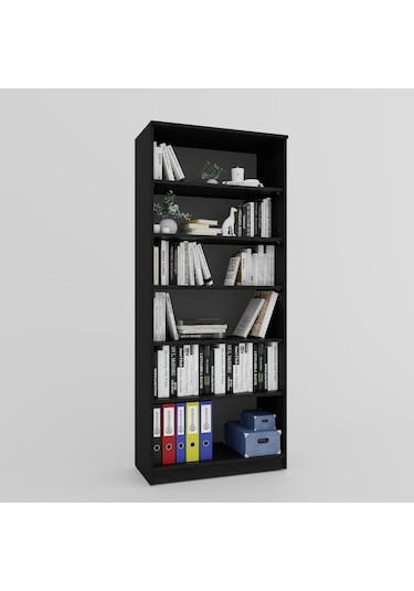 Lucas Cam Kapaklı Vitrin - Büfe - Kitaplık Ve Çok Amaçlı Dolap Ayarlanabilir Raf - Siyah Siyah