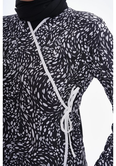 Puantiyeli Yandan Bağlamalı Namaz Elbisesi-21006 Gül Kurusu