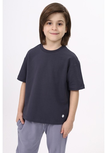 Toontoy Unisex Çocuk Baskılı Tişört Füme