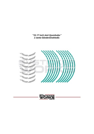 Bajaj Rs200 Jant Sticker Dış Ve İç Set Sticker Jant Şeridi Turkuaz 16860442