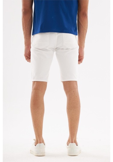 Explode - Erkek Kot Şort Beyaz-Beyaz