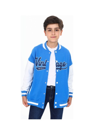 Toontoy Erkek Çocuk Baskılı Kolej Hırka Saks