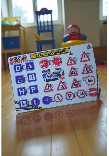 Eğitici Trafik Levhaları Ve İşaretleri - Açıklamalı Ahşap Oyuncak Puzzle