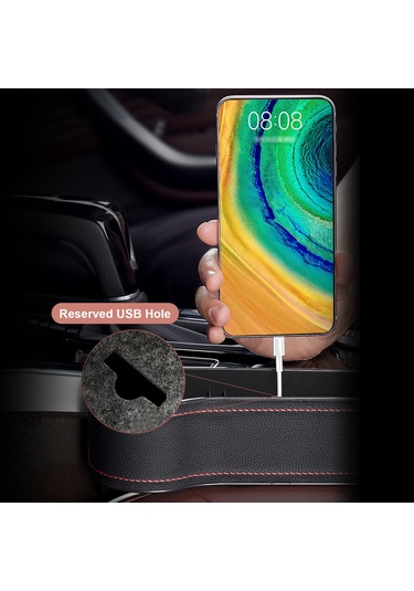 Wezone Araba Koltuk Aralığı Pu Deri Depolama Kutusu, Telefon Usb Şarjlı, Araç İç Çeşitli Eşyalar İçin Konforlu Saklama, Bej Yolcu Tarafı