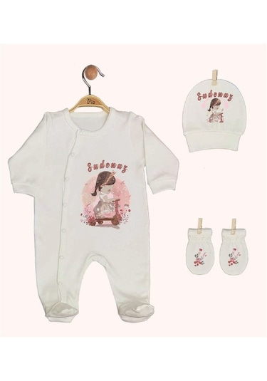 Pia Baby Gl 1940-02 İsme Özel Beşli Tulum Set Krem