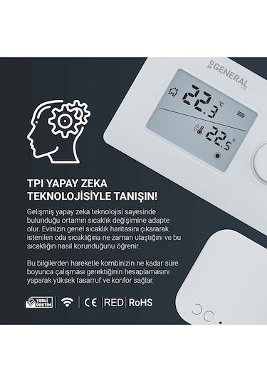 General HT250 RF Kablosuz Oda Termostatı Beyaz