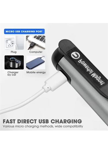 Pazly Mıknatıslı Şarjlı Cob Fener Kalem, Su Geçirmez İç/iç Dış Kullanım Mini Led Fener Altın Altın Altın