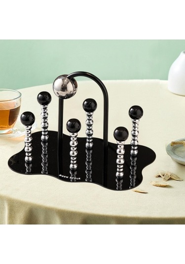 Trendooze 6 Süzgeci Yemek Masası Bardak Kurutma Rafı Ters Ofis Siyah Siyah