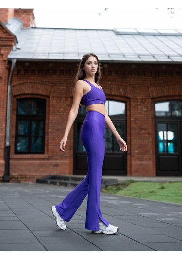 Mor Yırtmaçlı İspanyol Paça Spor Tayt