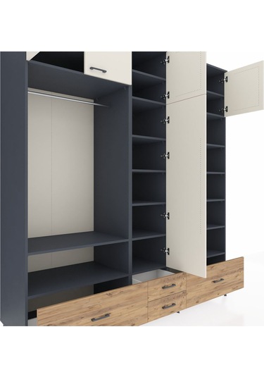 Kronos Dolap 18 Raflı 4 Çekmeceli Tek Askılı 220x59x243 Antrasit-aytaşı/çam Aytası/atlas Çam Kronos Dolap 18 Raflı 4 Çekmeceli Tek Askılı 220x59x243 Antrasit-aytaşı/çam Aytası/atlas Çam