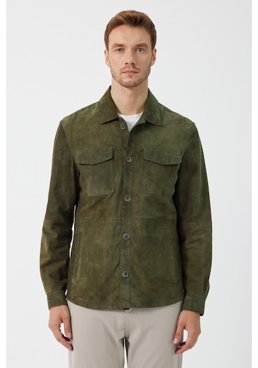 Fiorenzo Yeşil Nubuk Deri Gömlek Yeşil
