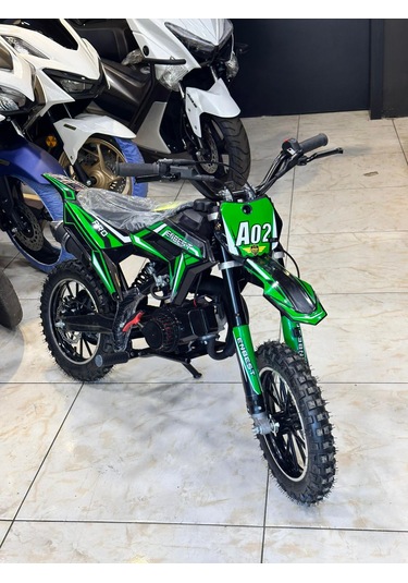 Enbest Benzınlı Çocuk Cros Motoru Hidrolik Frenler 7-17 Yaş Yeşil