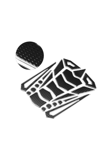 Moveevo Motosiklet Tankı Koruyucu Sticker - Yumuşak Kauçuk, Kolay Yapıştır/çıkar, Uv Dayanıklı, Siyah-gümüş Kenar, Evrensel Uyum