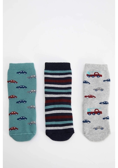 Defacto Erkek Bebek 3'lü Pamuklu Uzun Çorap B1429A5NSKR1 Çok Renkli