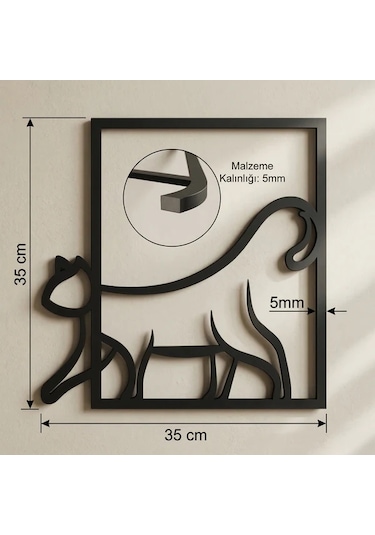 Modern Kedi Duvar Tablosu Mdf Lazer Kesim Minimal Kedi Figürlü Duvar Süsü Şık Dekor