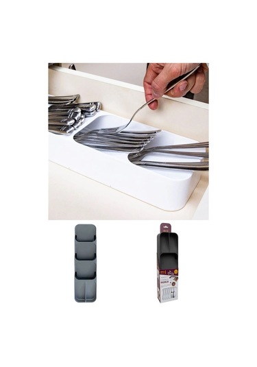 Siyah 5 Bölmeli Çekmece Kaşıklık Mutfak Düzenleyici, Dayanıklı Çatal Kaşık Bıçak Organizatörü Diğer