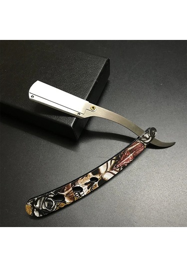 Erkekler Profesyonel Berber Jileti Manuel Tıraş Düz Kenar Paslanmaz Çelik Tıraş Black And Blade