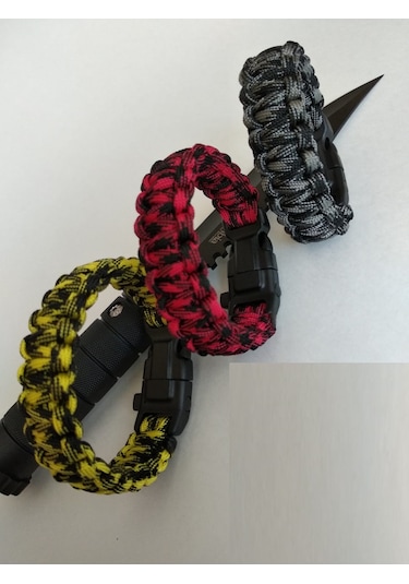 Paracord Ateş Başlatıcılı Paraşüt Ipi Bileklik Çok Renkli