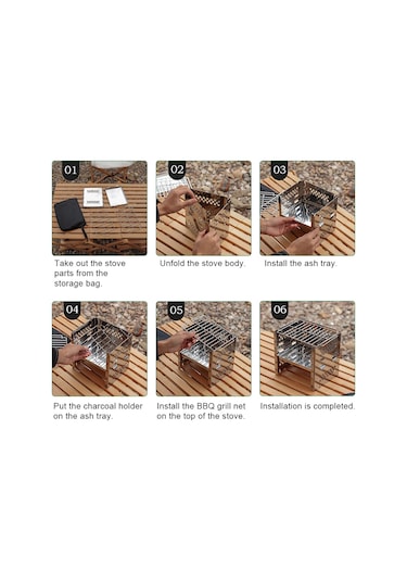 Youtek Katlanabilir Paslanmaz Çelik Kamp Ocağı - Pratik Taşınabilir Şömine Ve Izgara Gümüş