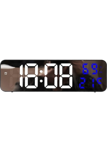 Mavi 9 İnç Büyük Dijital Duvar Saati Sıcaklık Ve Nem Göstergesi Gece Modu Masa Çalar Saat 12/24h