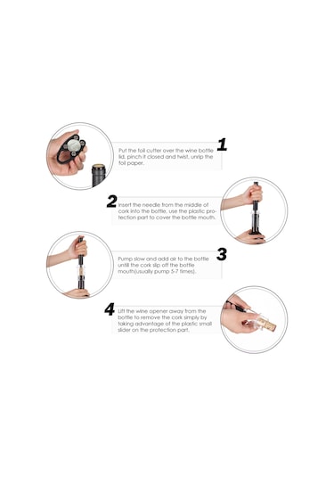 Monyee Pervane Tipi Hava Basınçlı Şarap Açıcı Seti: Folyo Kesici + Vakum Sıtma + Dökücü, Ahşap Mantarları Zararsız Açar, Ev/bar İçin Pratik 4'lü Paket Diğer