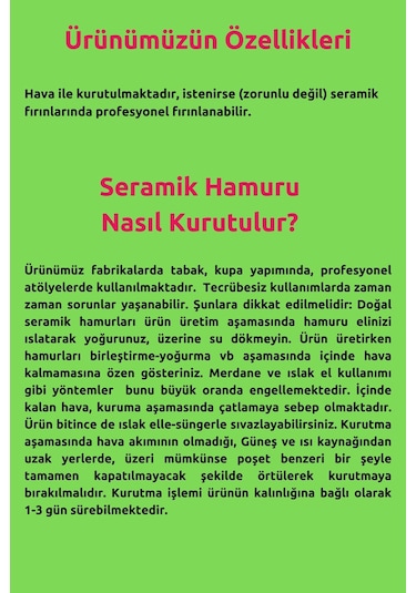 Beyaz Seramik Hamuru, Doğal Oyun Hamuru, Kil Çamuru 2 Kg 2000 Gr Ebeşuar Seti