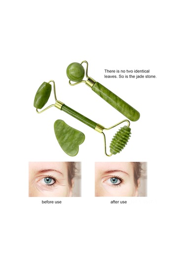 Hangfox Yüz Bakımı Taş Seti: İki Yönlü Mermer Rulman + Gua Sha Tarak - Cilt Parlaklığı Ve İnce Çizgiler İçin