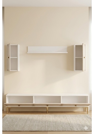 Tvr1897btg Alfa Tv Ünitesi Takımı Beyaz-traverten-gold 180cm