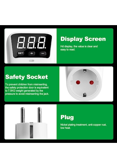 Teltree Eu Standard Beyaz Hlp02 Voltaj Koruyucu Prizi 230v 16a Lcd Ekranlı Buzdolabı Klima Koruyucu Aşırı/düşük Voltajdan Koruma Röleli 3680w