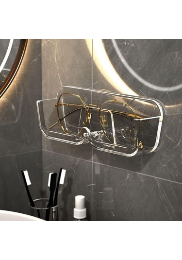 Şeffaf Yumruksuz Gözlük Depolama Rafı Duvara Monte Güneş Gözlüğü Ekran Tutucu Dolap Dekorasyon Saklama Kutusu Sunglass Organizatör Şeffaf