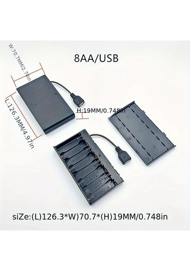 Tongdashop 2 Adet Taşınabilir Mini Aa Pil Kutusu Anahtarlı Led Şerit Usb Güç