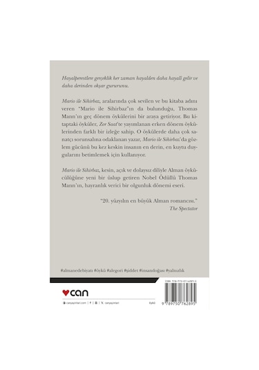 Mario İle Sihirbaz - Toplu Öyküler 2 - Thomas Mann - Can Yayınları