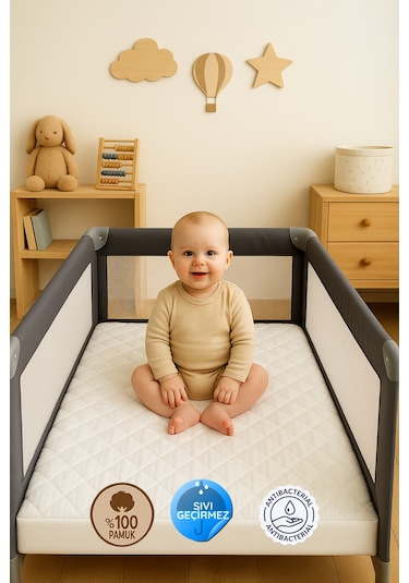 Formeya Pamuk Kapitone Fitted Sıvı Geçirmez Bebek Çocuk Alezi